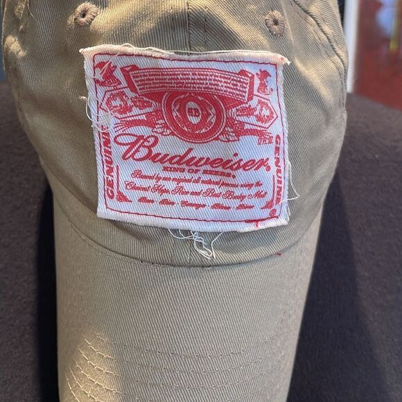 Budweiser logo khaki cotton adjustable baseball style hat. New. - Picture 2 of 4